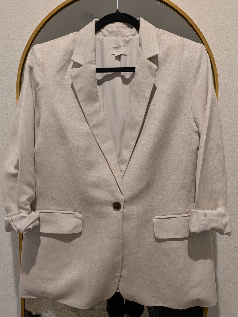 LOFT Light Cream Single-Button Blazer